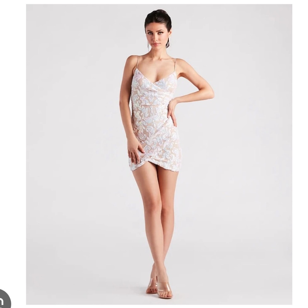 WINDSOR Maeve Sequin Wrap Mini Dress